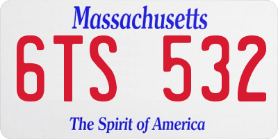 MA license plate 6TS532