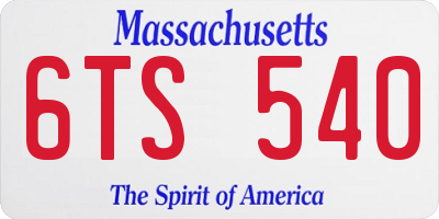 MA license plate 6TS540