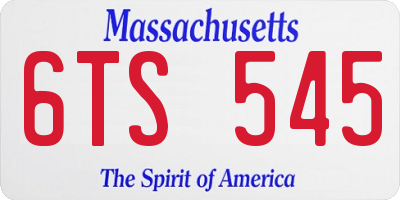 MA license plate 6TS545