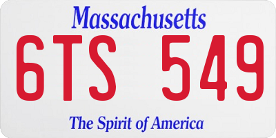 MA license plate 6TS549