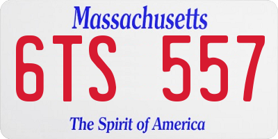 MA license plate 6TS557