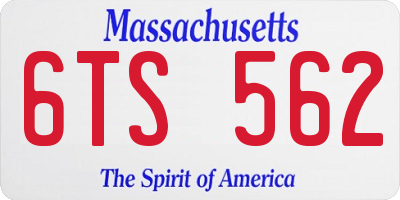 MA license plate 6TS562