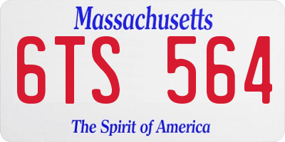 MA license plate 6TS564