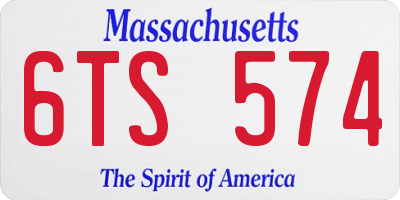 MA license plate 6TS574