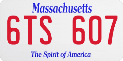 MA license plate 6TS607