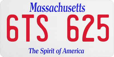 MA license plate 6TS625