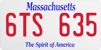 MA license plate 6TS635