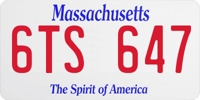 MA license plate 6TS647