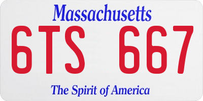 MA license plate 6TS667