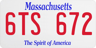 MA license plate 6TS672