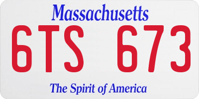 MA license plate 6TS673