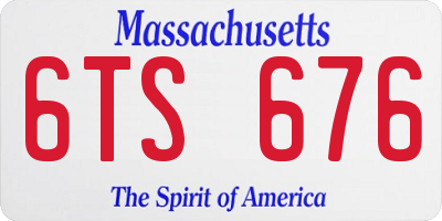 MA license plate 6TS676