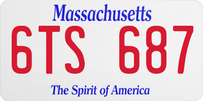 MA license plate 6TS687