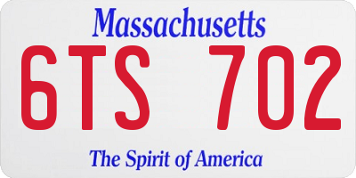 MA license plate 6TS702