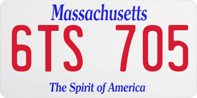 MA license plate 6TS705