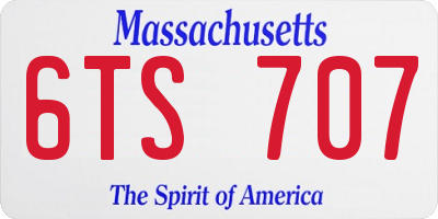 MA license plate 6TS707