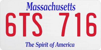 MA license plate 6TS716