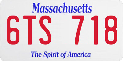 MA license plate 6TS718
