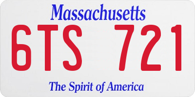 MA license plate 6TS721