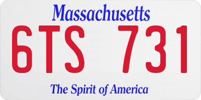 MA license plate 6TS731