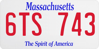 MA license plate 6TS743