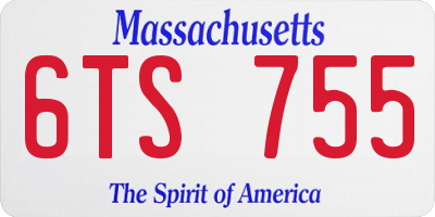 MA license plate 6TS755