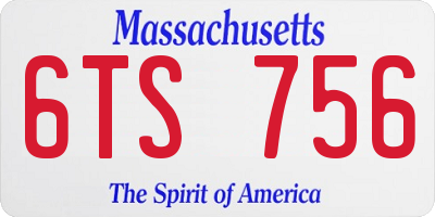 MA license plate 6TS756
