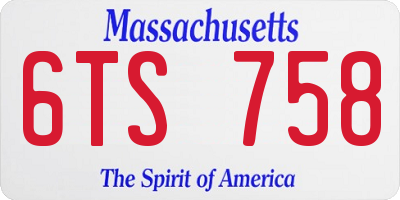 MA license plate 6TS758