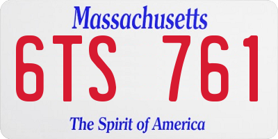 MA license plate 6TS761