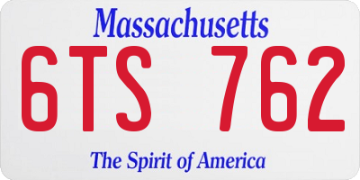 MA license plate 6TS762