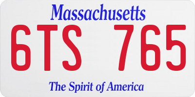 MA license plate 6TS765