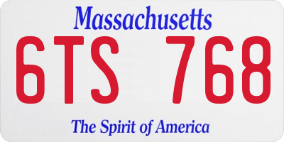 MA license plate 6TS768