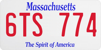 MA license plate 6TS774