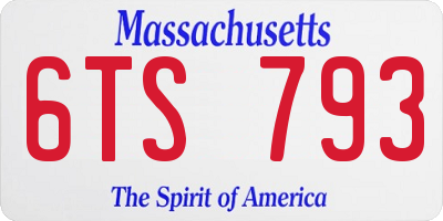 MA license plate 6TS793