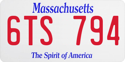 MA license plate 6TS794