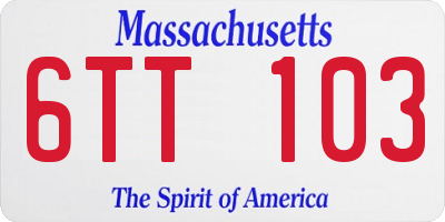 MA license plate 6TT103