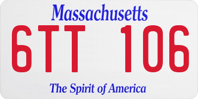 MA license plate 6TT106