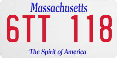 MA license plate 6TT118