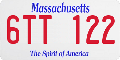 MA license plate 6TT122