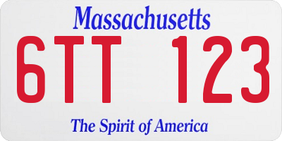 MA license plate 6TT123