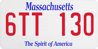 MA license plate 6TT130