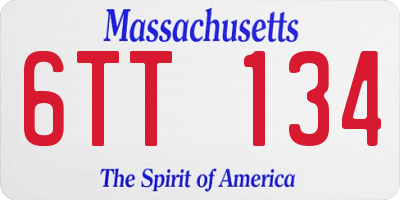 MA license plate 6TT134