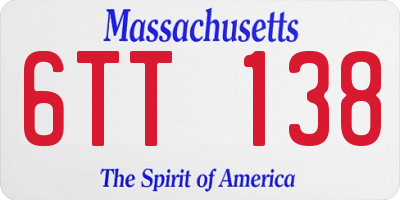 MA license plate 6TT138
