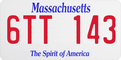 MA license plate 6TT143
