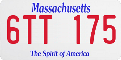 MA license plate 6TT175