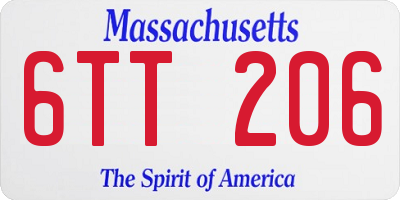 MA license plate 6TT206