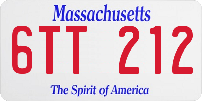 MA license plate 6TT212