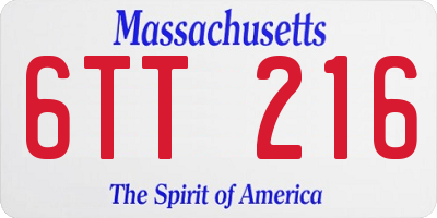MA license plate 6TT216