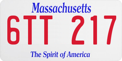 MA license plate 6TT217