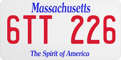 MA license plate 6TT226